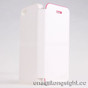 AYL Double color smoothly flip leather case for iphone 5/5S-white